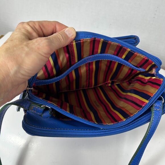 Tignanello Functionista Bright Blue Pebble Leather Organizer Crossbody Bag - Picture 7 of 15